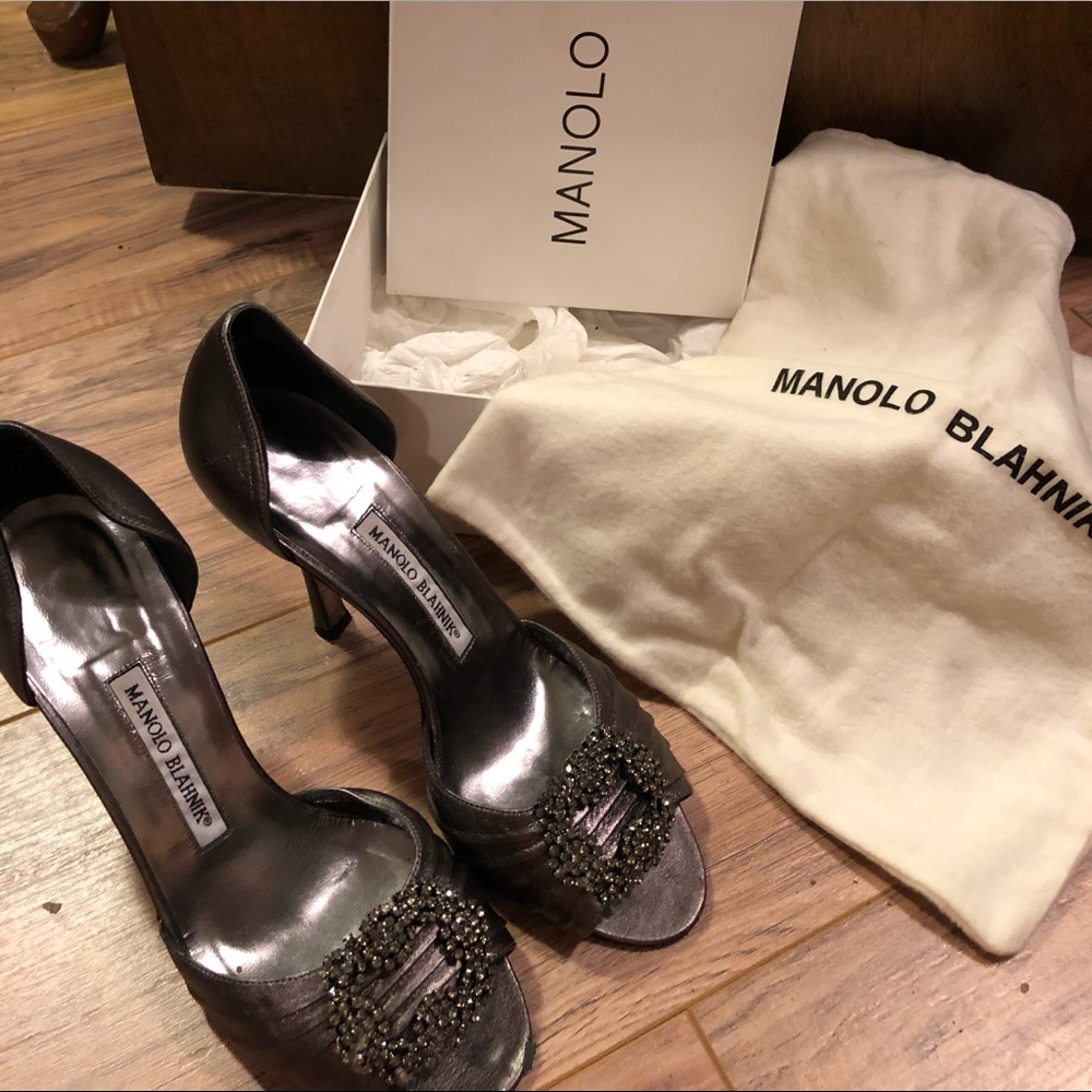Manolo Blahnik Sedaraby Rhinestone Buckle Heels